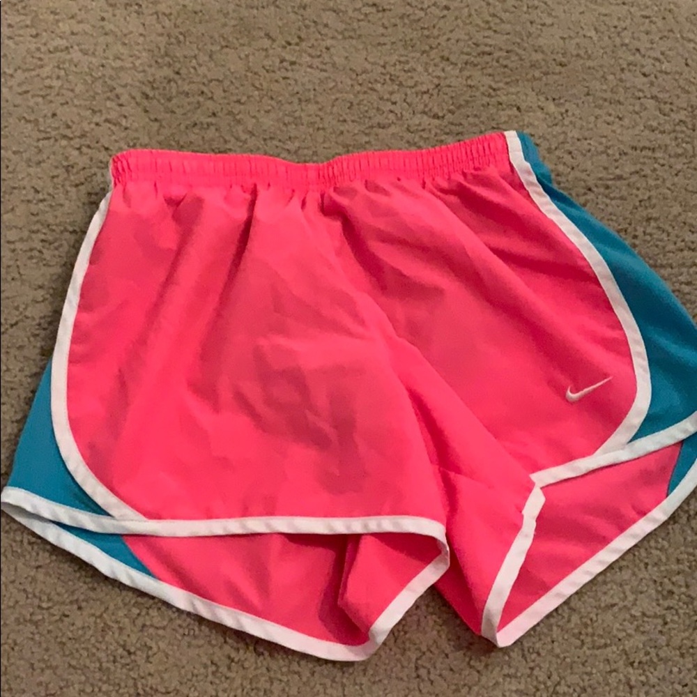 Pink and blue nike athletic shorts child’s large